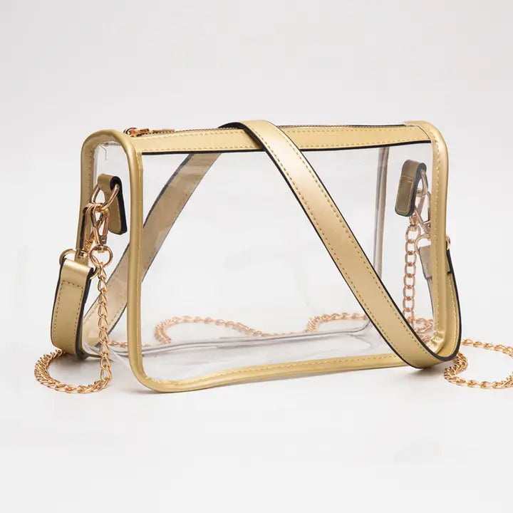 GOLD CLEAR RECTANGLE CROSSBODY BAG