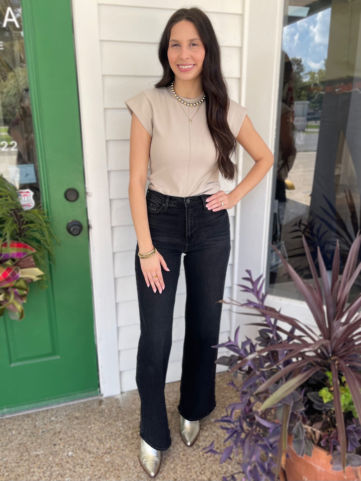 BEIGE RUSTIC GATHERED KNIT TOP