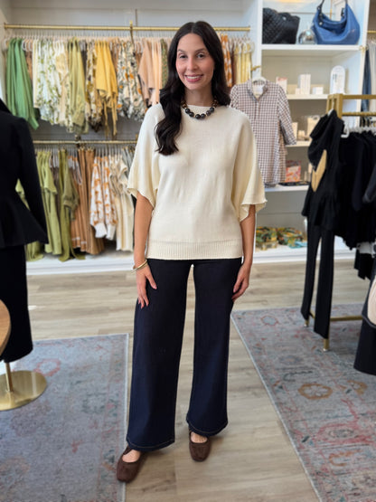 IVORY DOLMAN SLEEVE SWEATER KNIT TOP