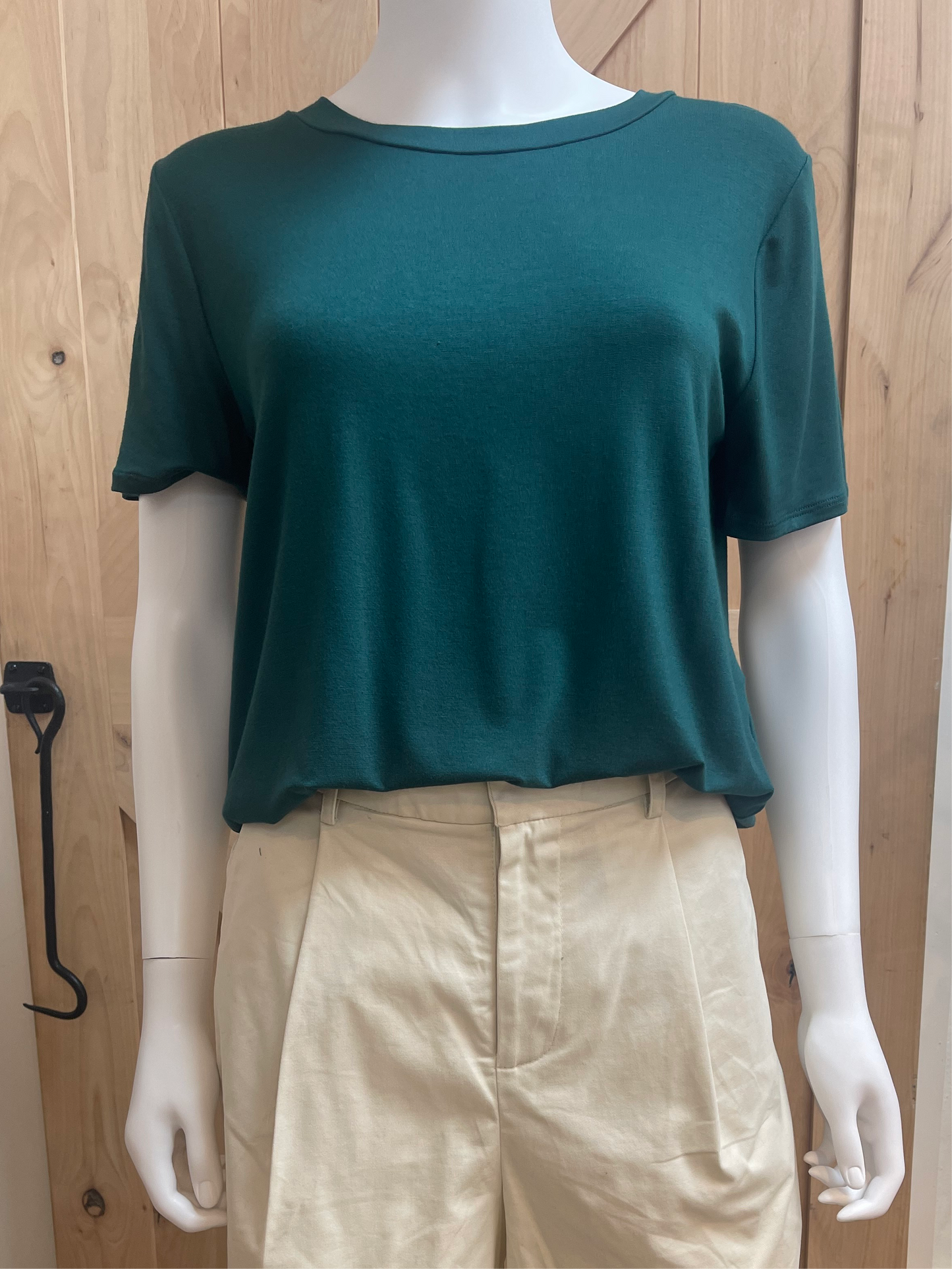 HUNTER GREEN BASIC SHORT SLEEVE JERSEY TOP