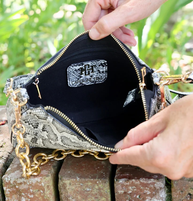 CHARCOAL EMBOSSED SNAKESKIN JOAN CROSSBODY