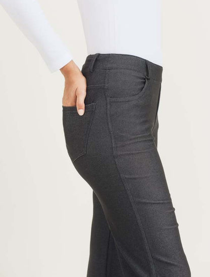 BLACK STRAIGHT LEG FLARE BOOTCUT STRETCH PANTS