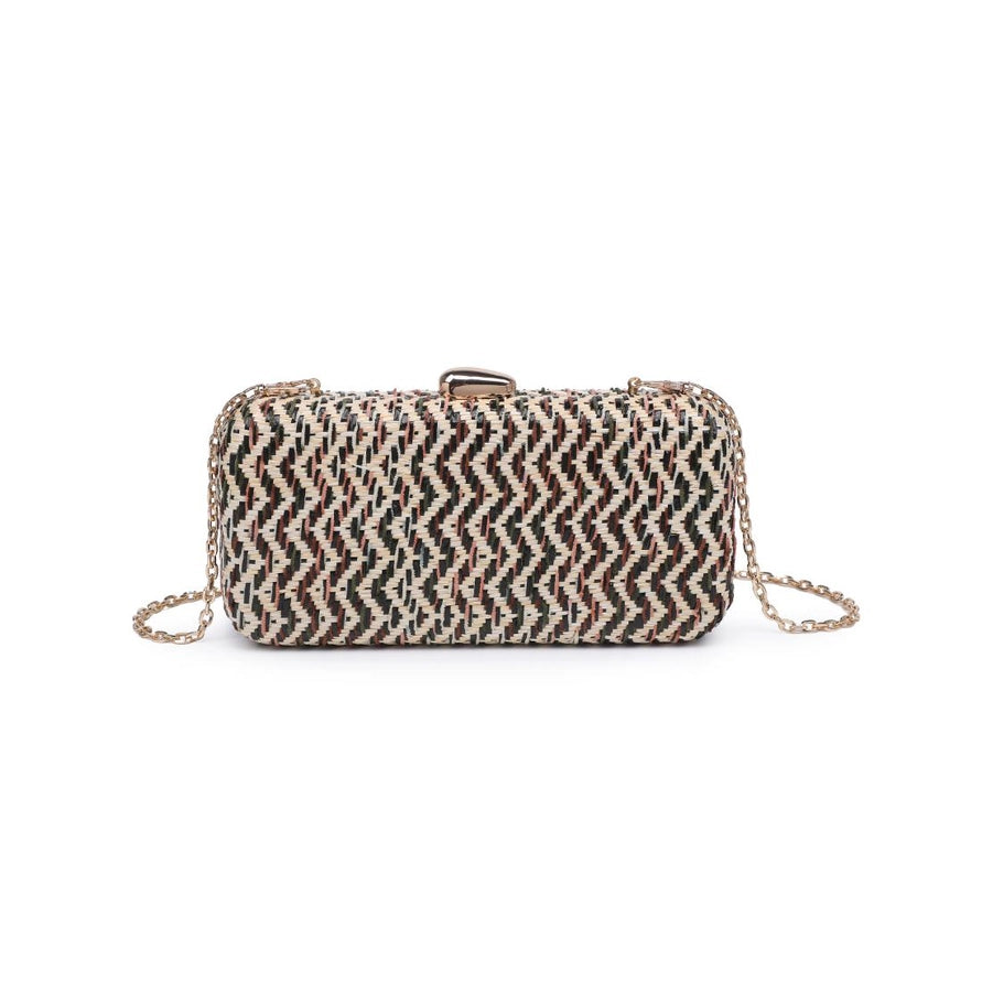 GREEN MULTI TEXTURED WOVEN VALENTINA EVENING BAG