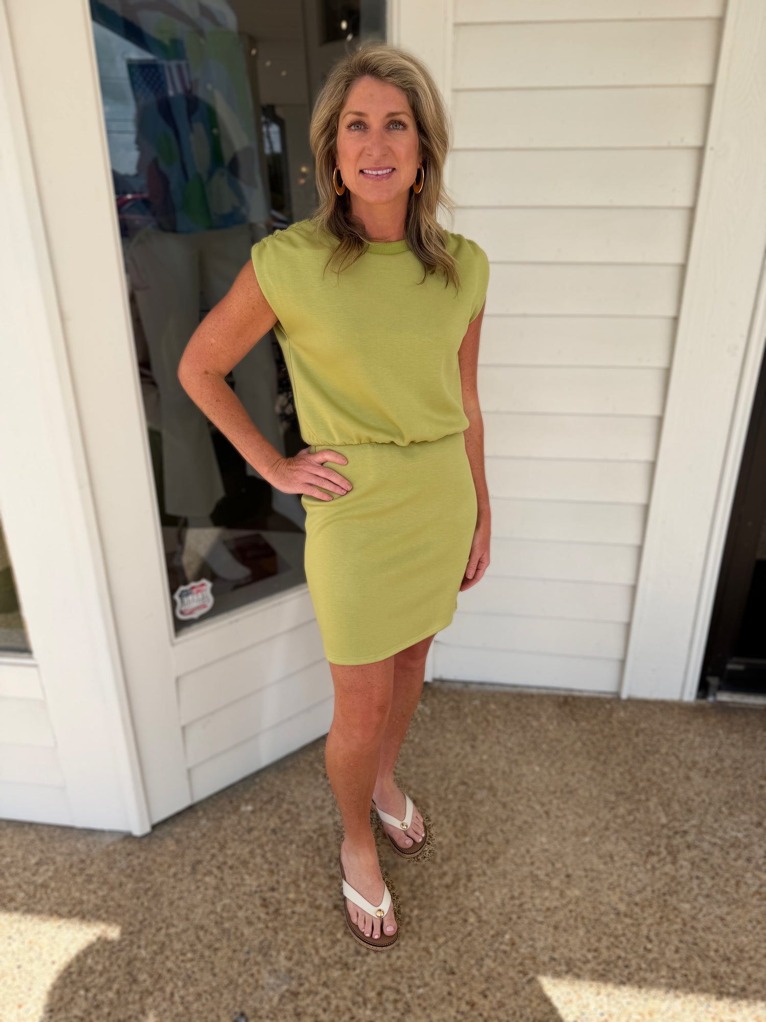LEMON GRASS PCILL BUTTER MODAL MUSCLE TEE MINI DRESS