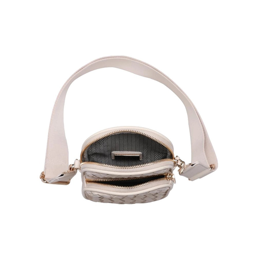 OATMILK WOVEN LEATHER CELESTE CROSSBODY