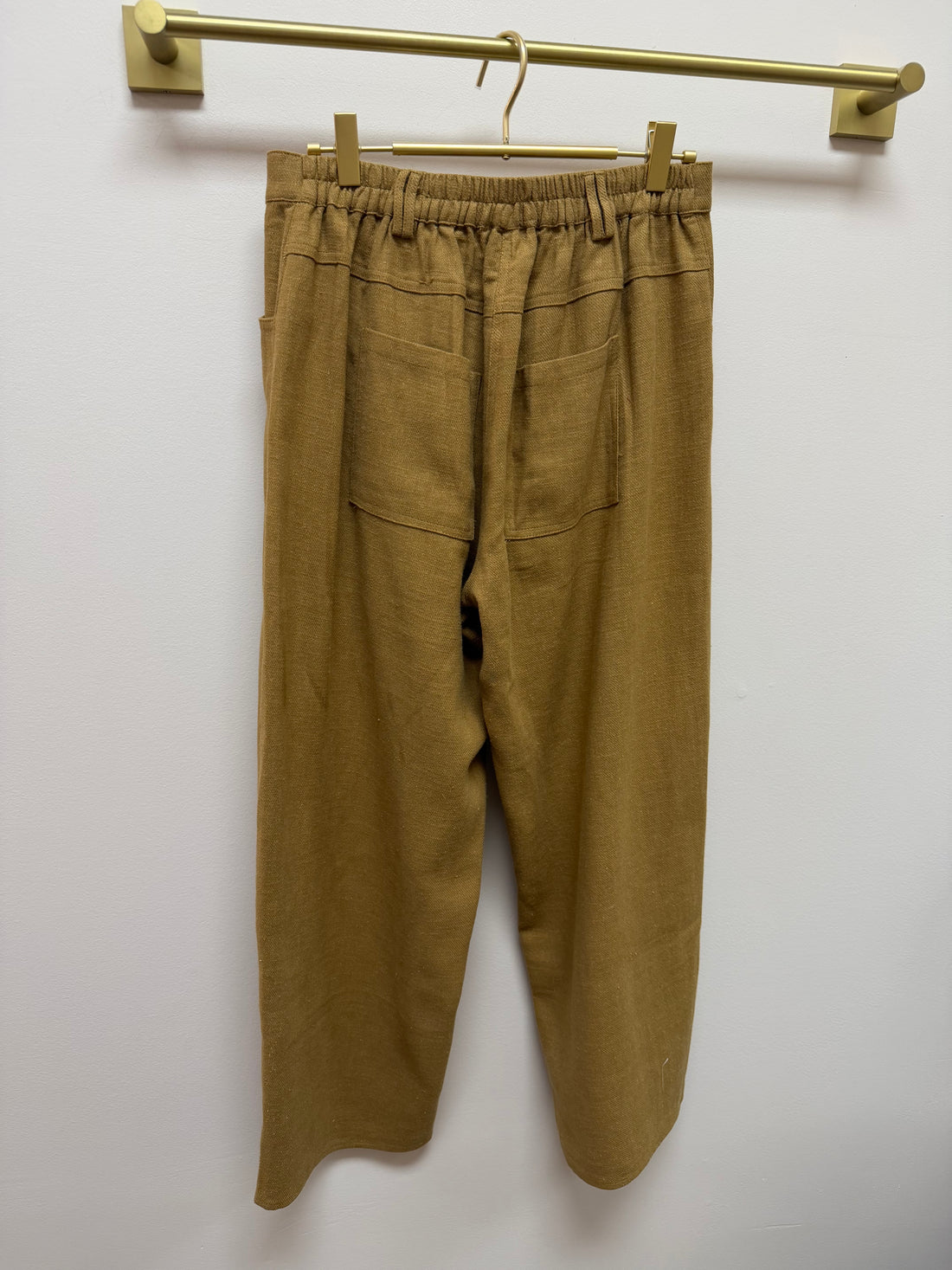 CAMEL STRAIGHT LEG CROPPED TROSUER PANTS