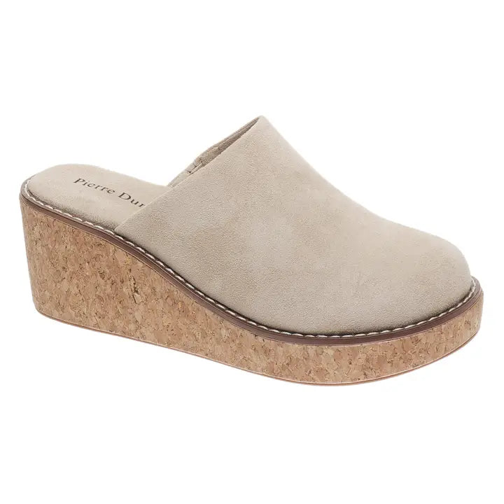 SAND SUEDE ROUND TOE CLOG SIYA WEDGE