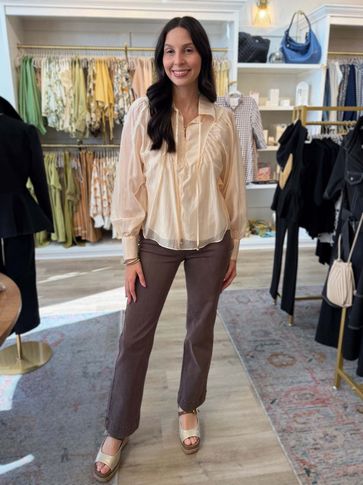 CREAM QUARTER ZIP WITH TOP STITCH DETAIL GEORGINA TOP