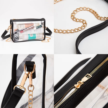 WHITE CLEAR RECTANGLE CROSSBODY BAG