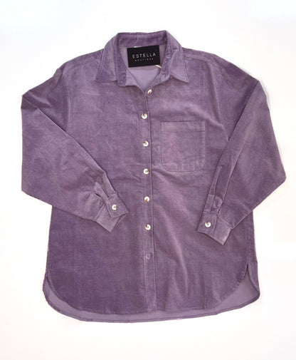 LILAC CARLA SUEDE LONG SLEEVE BUTTON UP TOP