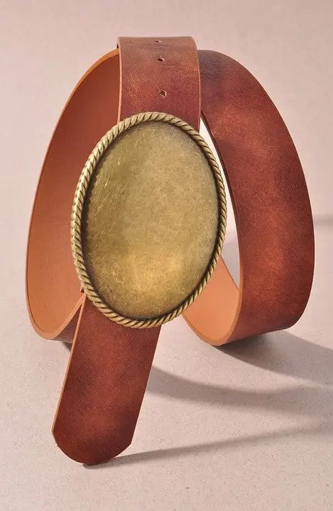 COGNAC WESTERN OVAL GOLD BUCKLE BELT
