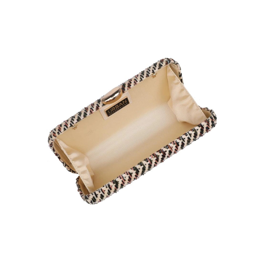 GREEN MULTI TEXTURED WOVEN VALENTINA EVENING BAG