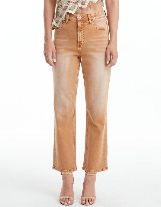 CINNAMON HIGH RISE STRAIGHT LEG JEANS