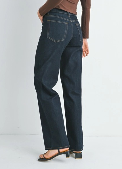 SUPER DARK DENIM RELAXED WIDE LEG JEAN