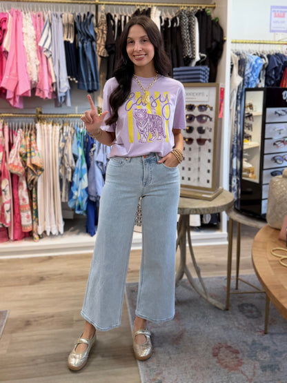 LIGHT PURPLE “EASY TIGER” GRAPHIC TEE