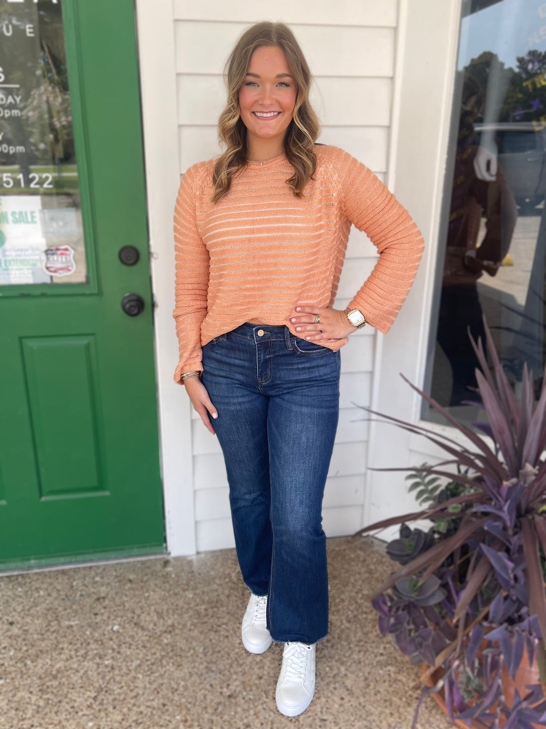 TERRA COTTA LONG RAGLAN SLEEVE SWEATER