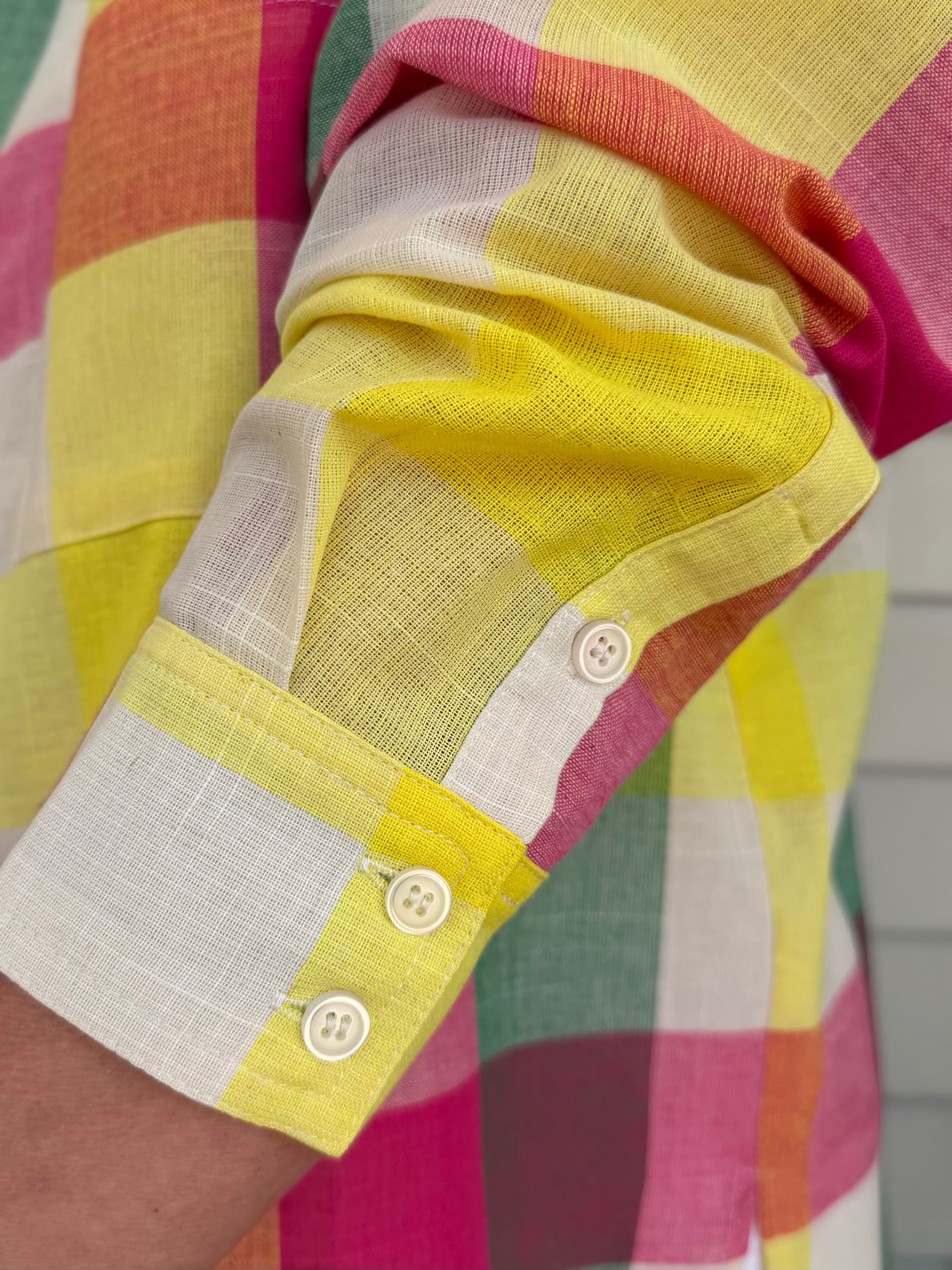 SWEET TART PLAID LONG SLEEVE BUTTON UP PAULA TOP