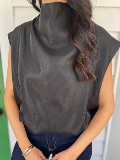 BLACK HIGH NECK BALLOON TOP