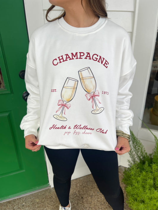 WHITE CHAMPAGNE HEALTH & WELLNESS CLUB SWEATSHIRT