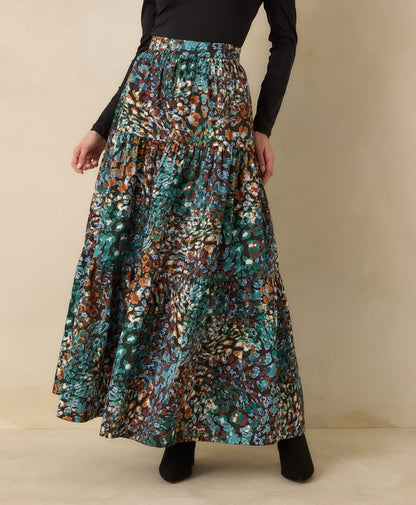 MULTI URBAN JUNGLE LEOPARD MAXI WINTOUR SKIRT