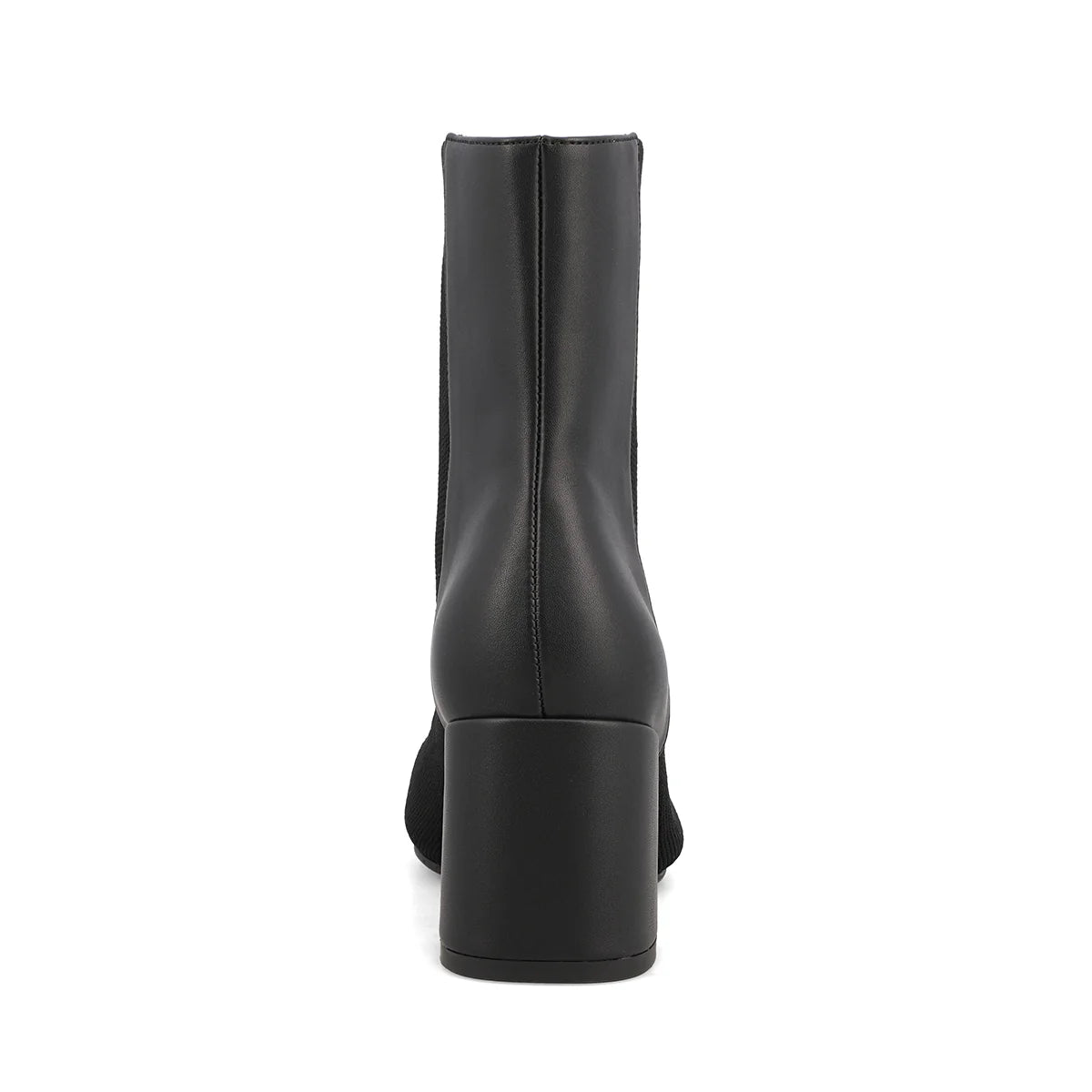 BLACK LEATHER &amp; STRETCH-KNIT BRONWEN BOOT