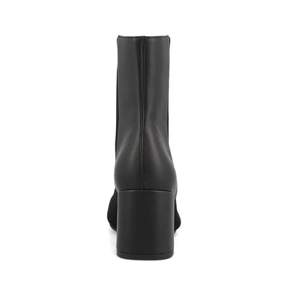BLACK LEATHER &amp; STRETCH-KNIT BRONWEN BOOT