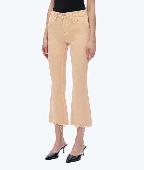 BLEACHED APRICOT HIGH RISE VINTAGE CROP FLARE DENIM JEANS