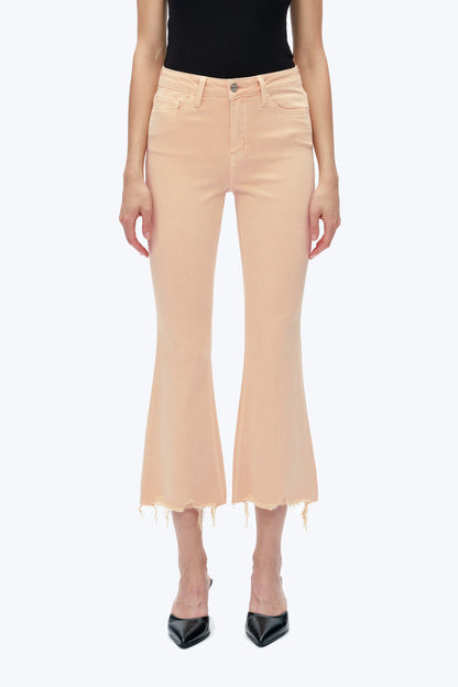 BLEACHED APRICOT HIGH RISE VINTAGE CROP FLARE DENIM JEANS