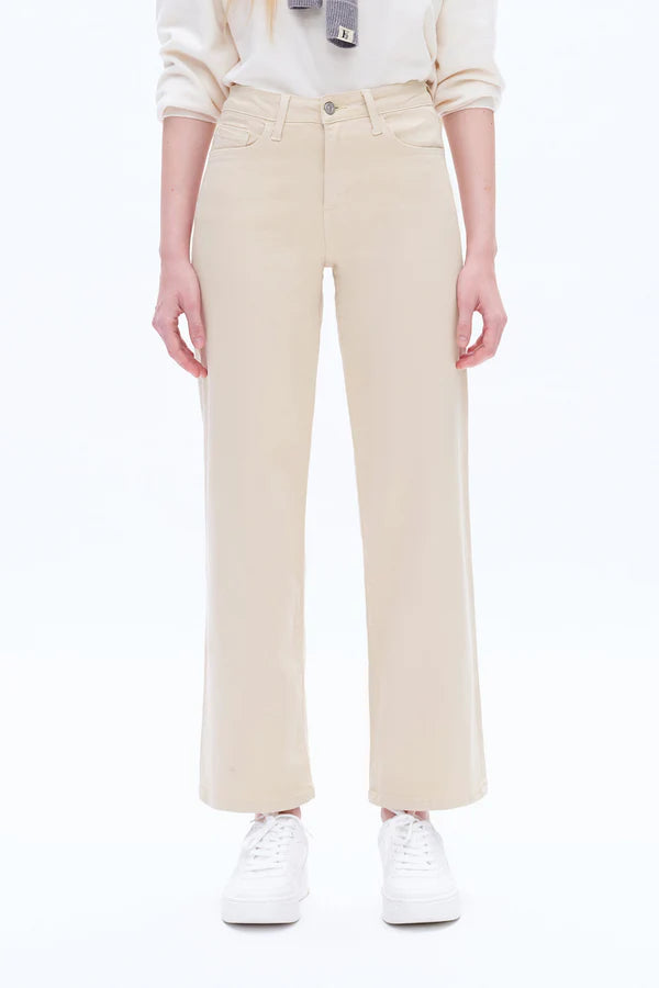 KHAKI HIGH RISE WIDE LEG DENIM JEANS