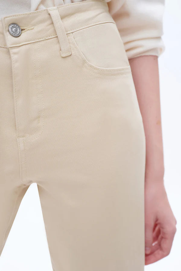 KHAKI HIGH RISE WIDE LEG DENIM JEANS