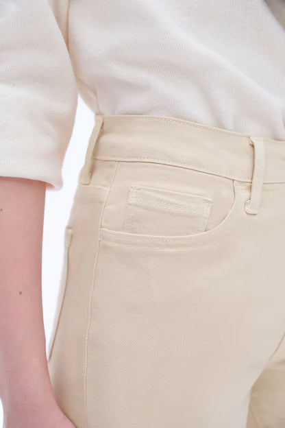 KHAKI HIGH RISE WIDE LEG DENIM JEANS