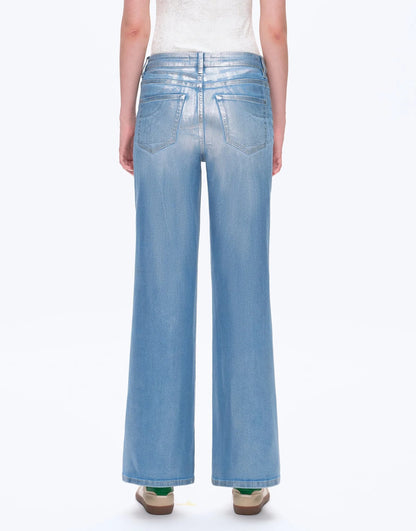 SILVER HIGH RISE WIDE LEG DENIM JEANS