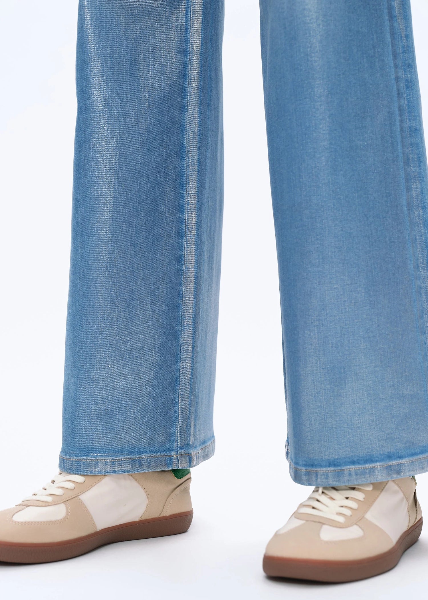 SILVER HIGH RISE WIDE LEG DENIM JEANS