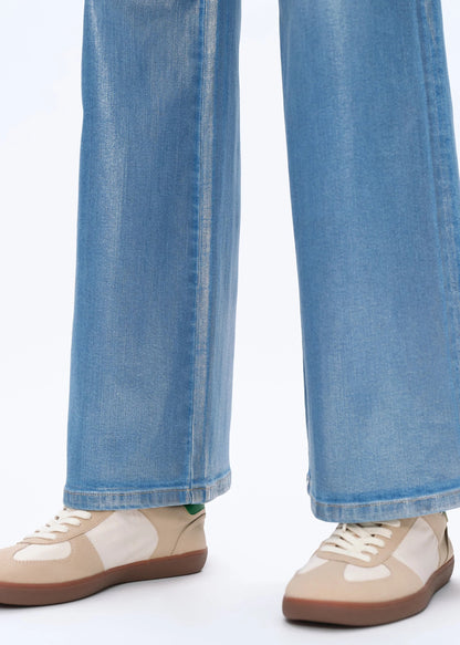 SILVER HIGH RISE WIDE LEG DENIM JEANS