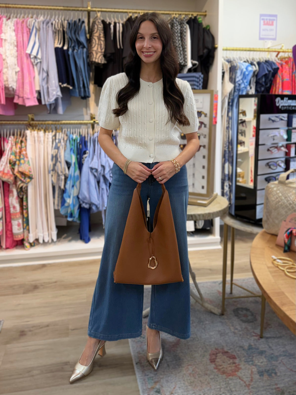 CREAM CABLE KNIT SHORT SLEEVE CARDIGAN SWEATER