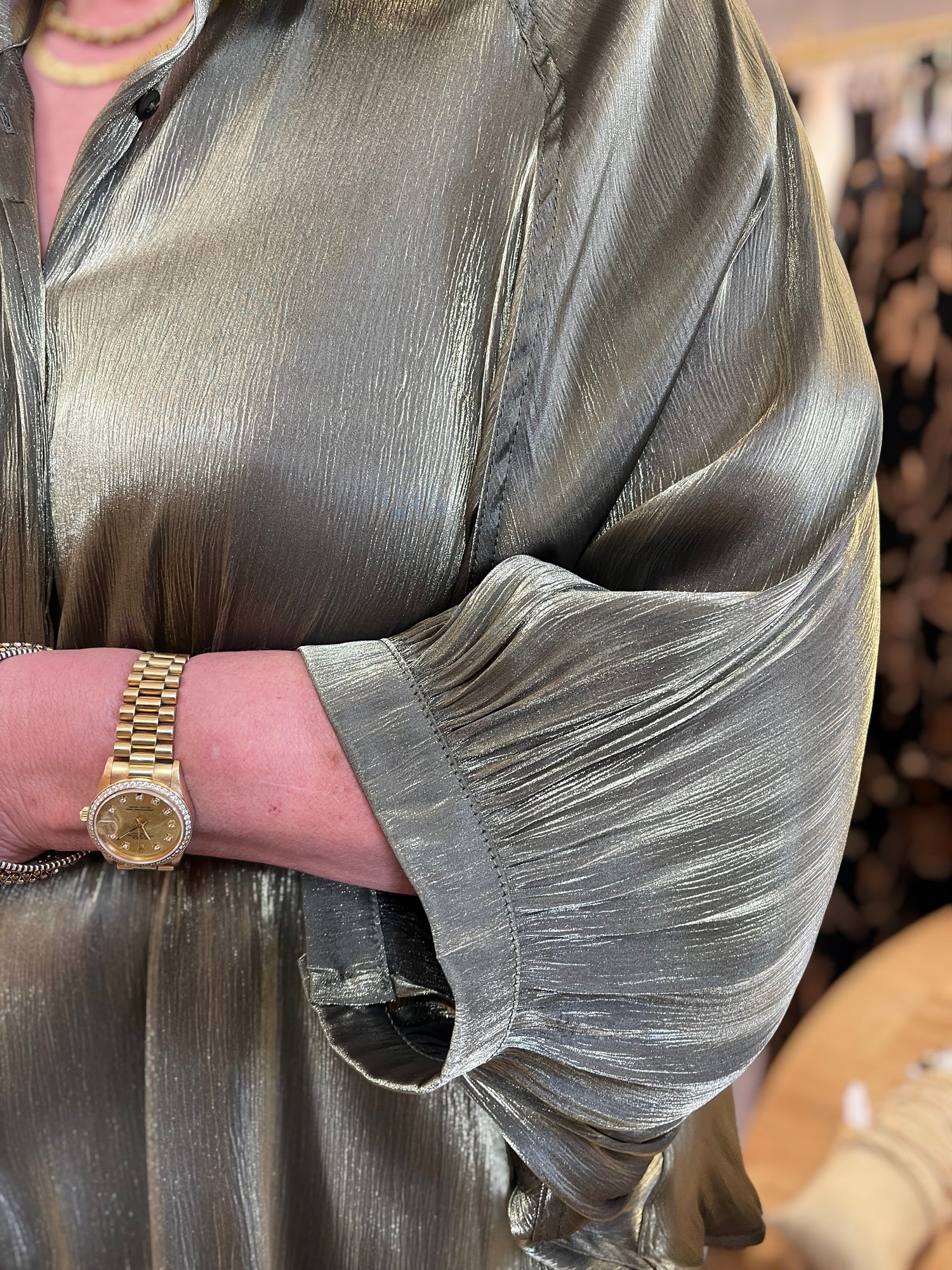 OLIVE BUTTON UP LONG FLOWY BATWING SLEEVE TOP