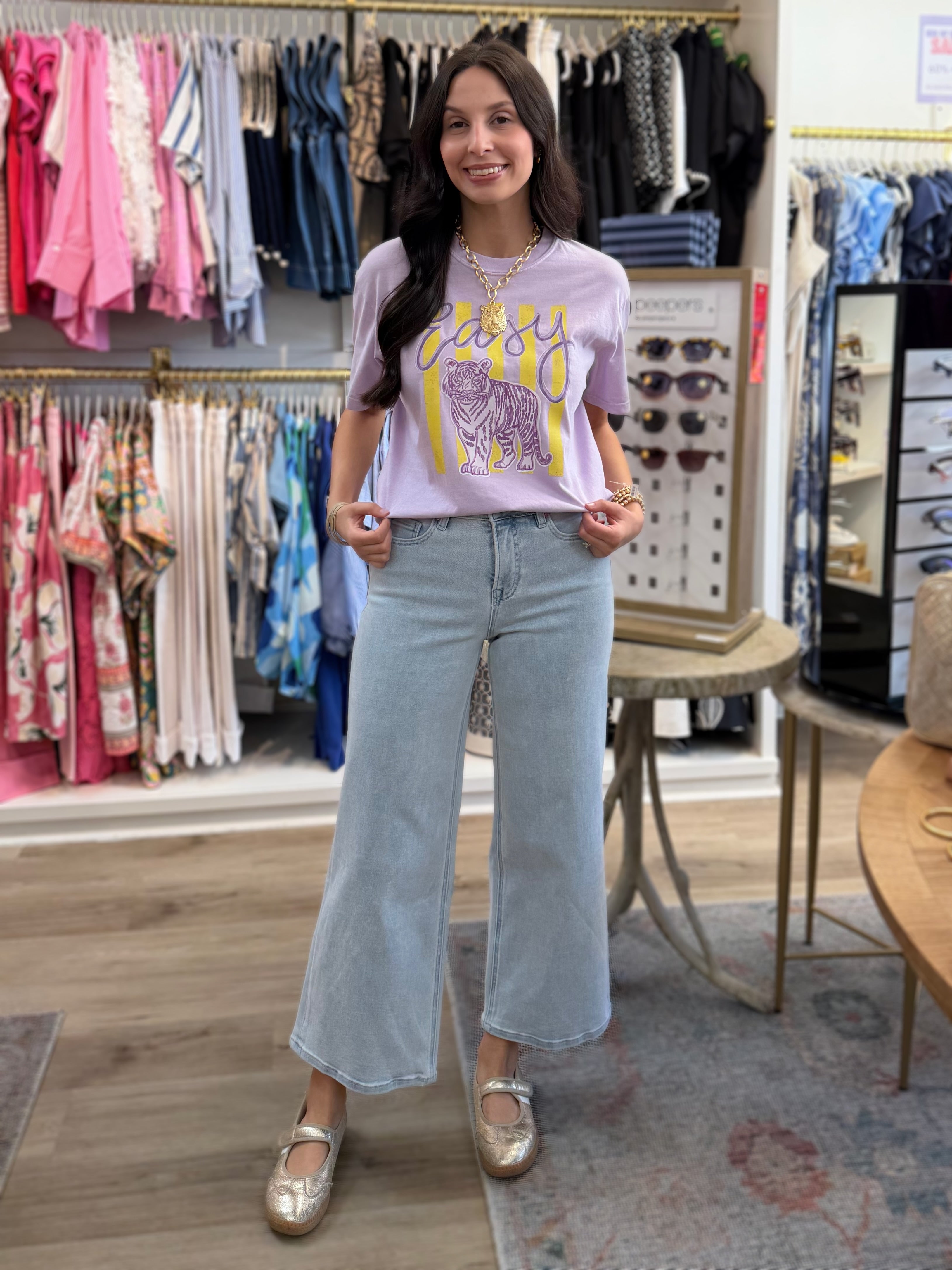 LIGHT PURPLE “EASY TIGER” GRAPHIC TEE