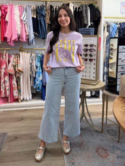 LIGHT PURPLE “EASY TIGER” GRAPHIC TEE