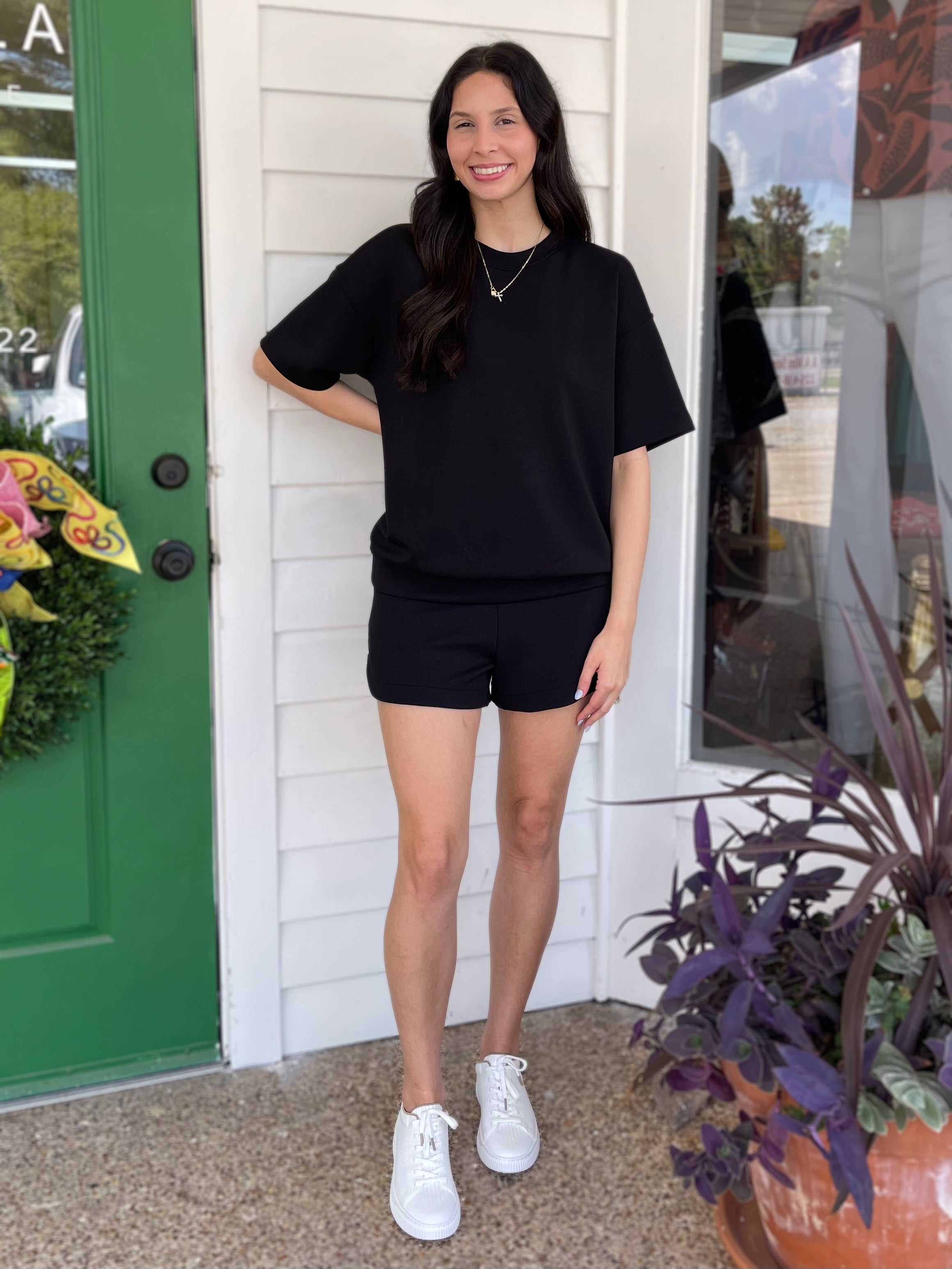 BLACK MODAL SCUBA BASIC SHORT SLEEVE TOP