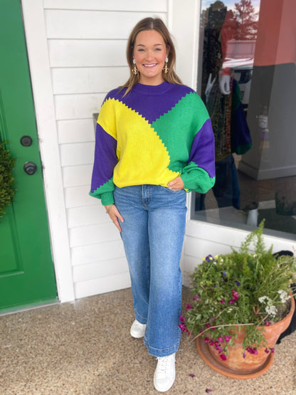 MULTI COLOR MARDI GRAS SWEATER