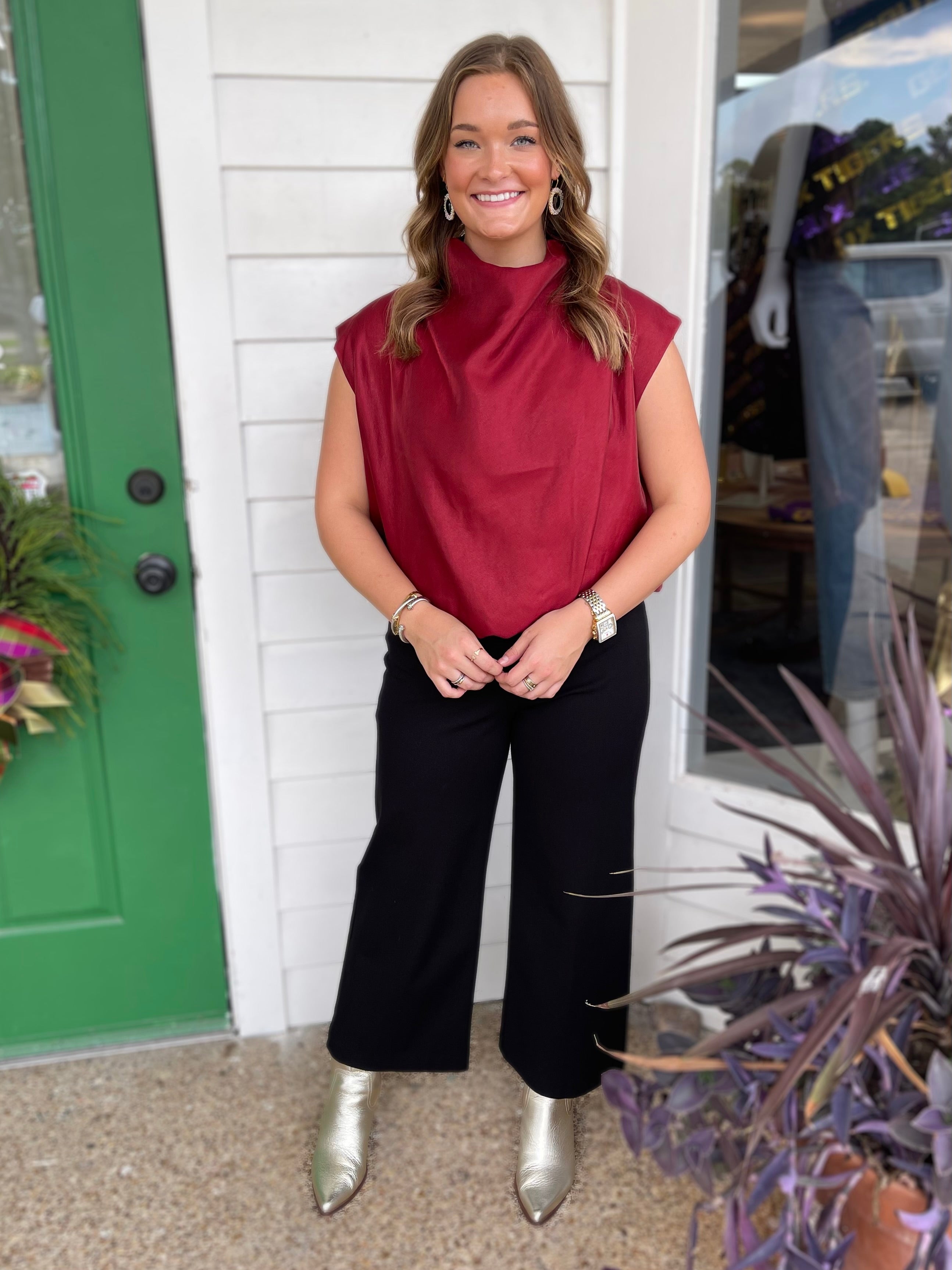 BURGUNDY HIGH NECK BALLOON TOP
