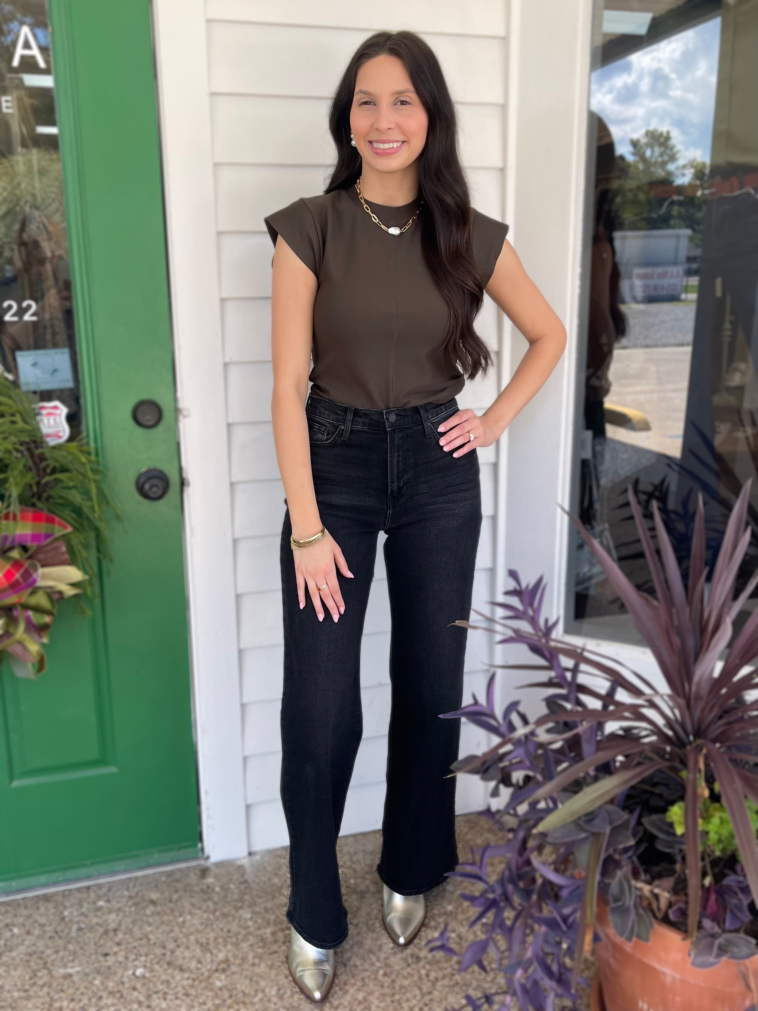 OLIVE RUSTIC GATHERED KNIT TOP