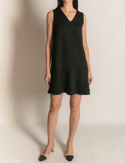 BLACK PCILL BUTTER MODAL SLEEVELESS FLUTTER SKIRT MINI DRESS