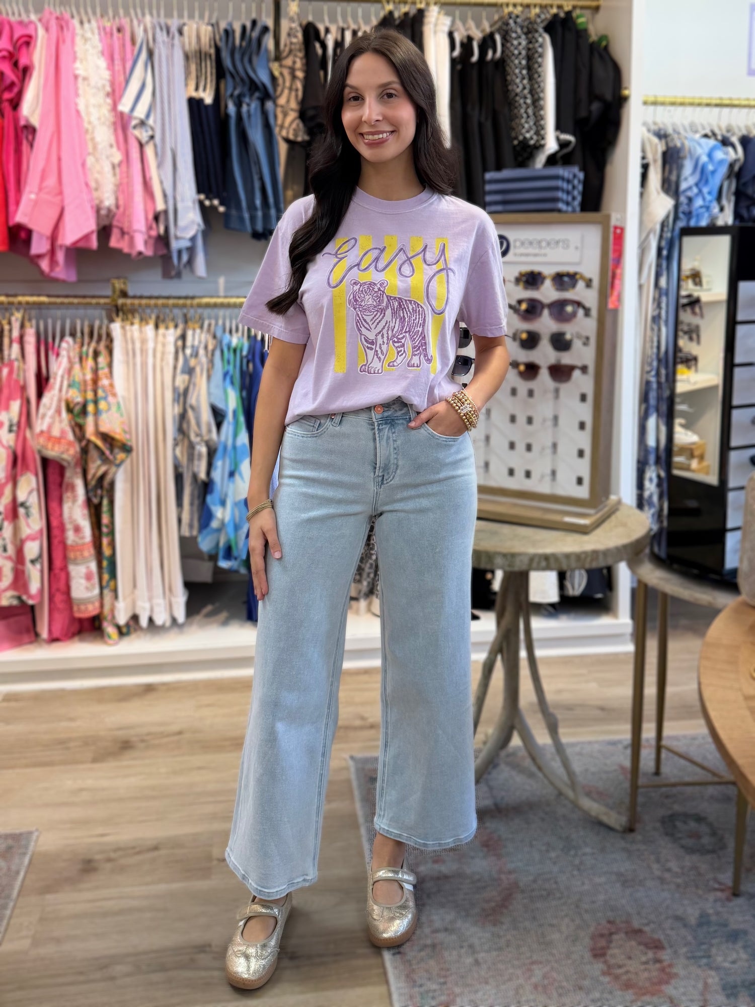 LIGHT PURPLE “EASY TIGER” GRAPHIC TEE
