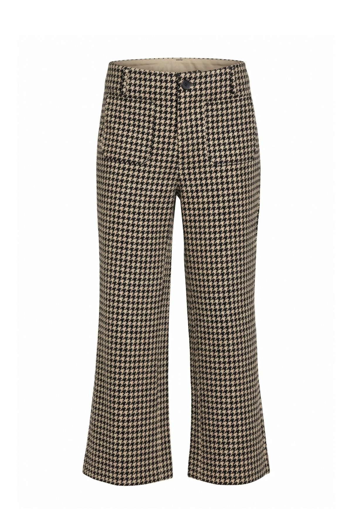 ALMOND BLACK WIDE LEG PATCH POCKET CROPPED PANTS