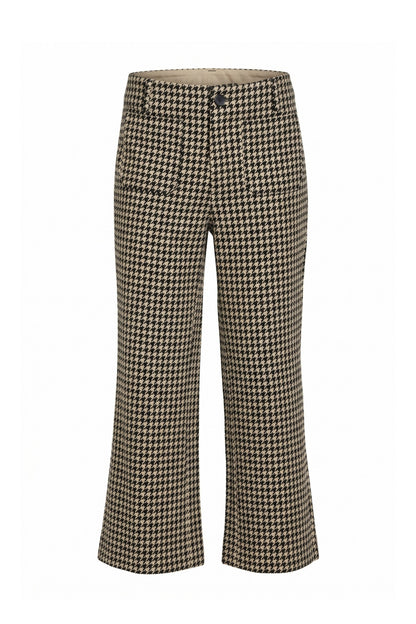 ALMOND BLACK WIDE LEG PATCH POCKET CROPPED PANTS