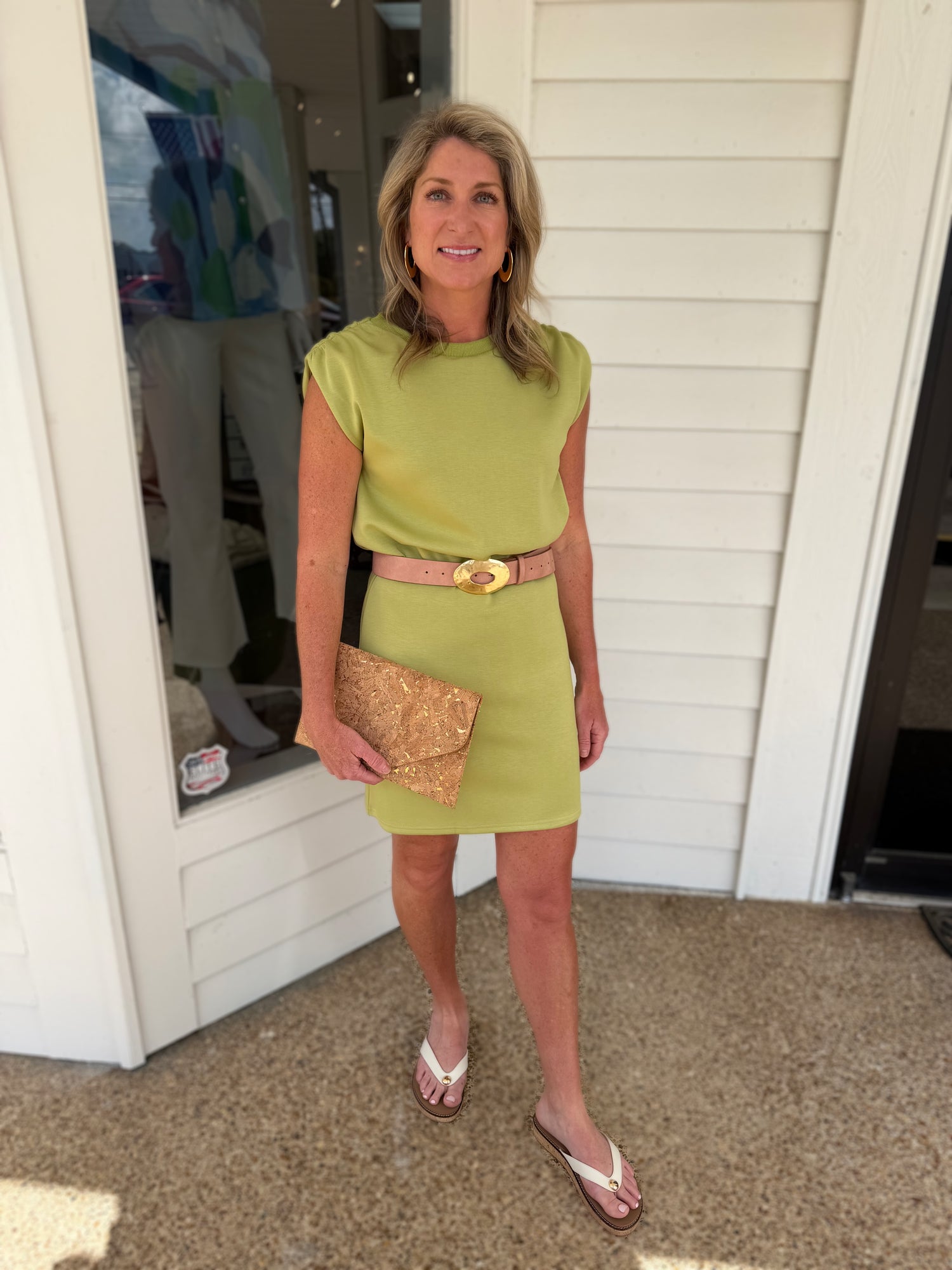 LEMON GRASS PCILL BUTTER MODAL MUSCLE TEE MINI DRESS