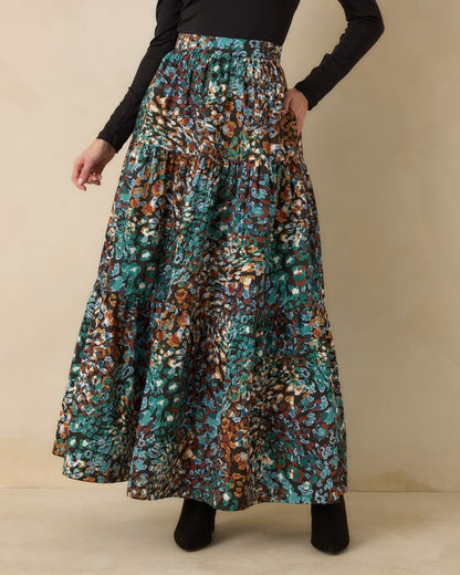 MULTI URBAN JUNGLE LEOPARD MAXI WINTOUR SKIRT
