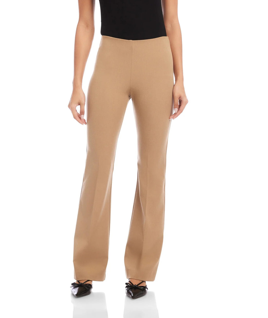 CAMEL BUNGEE TWILL WOVEN BOOTCUT PANTS