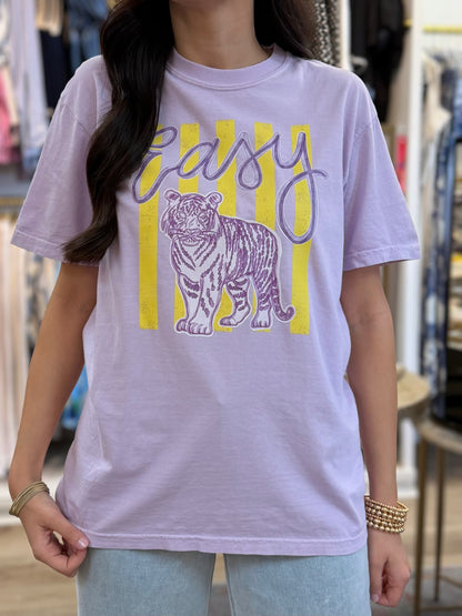LIGHT PURPLE “EASY TIGER” GRAPHIC TEE